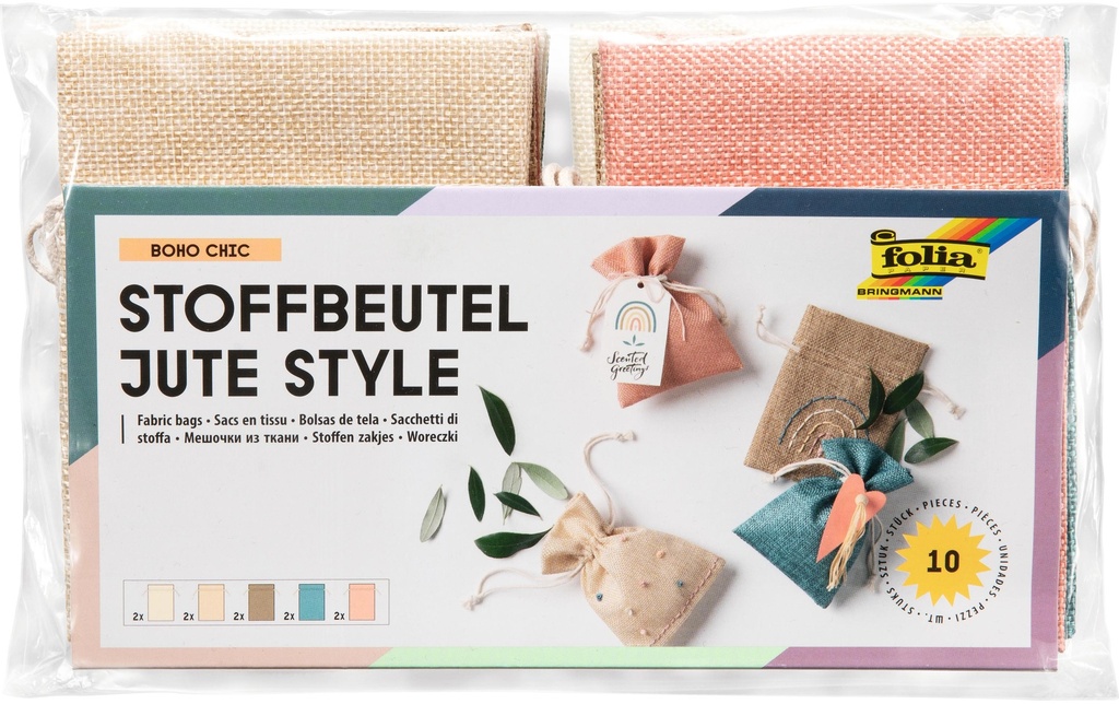FOLIA Sac en tissu Jute ass.10pcs. (10 pces)