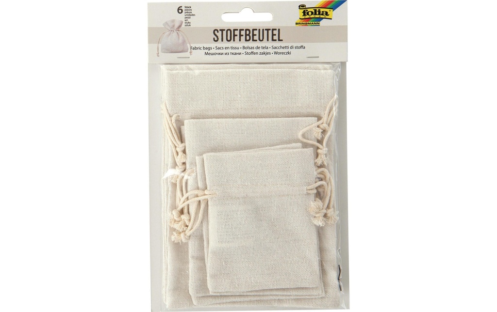 FOLIA Sac en tissu nature 3gr.ass.6p (6 pces)