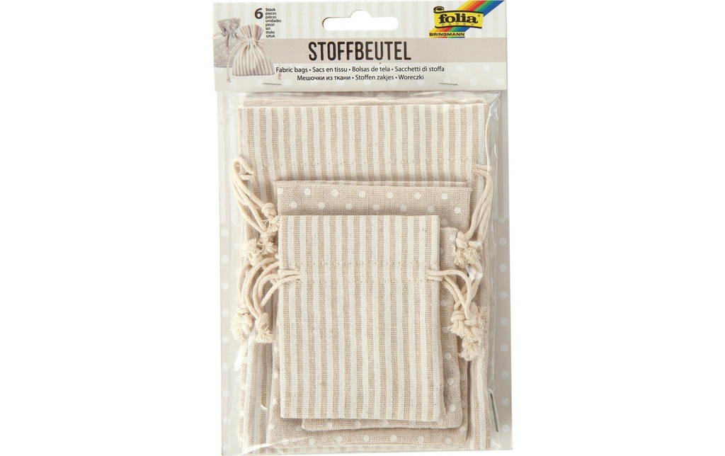 FOLIA Sac en tissu av.mot.3gr.ass.6p (6 pces)
