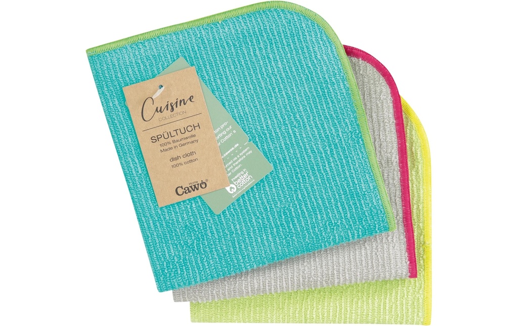 Cawö Torchon à vaisselle Trio 30 x 30 cm, 3 pièces, turquoise/pistache