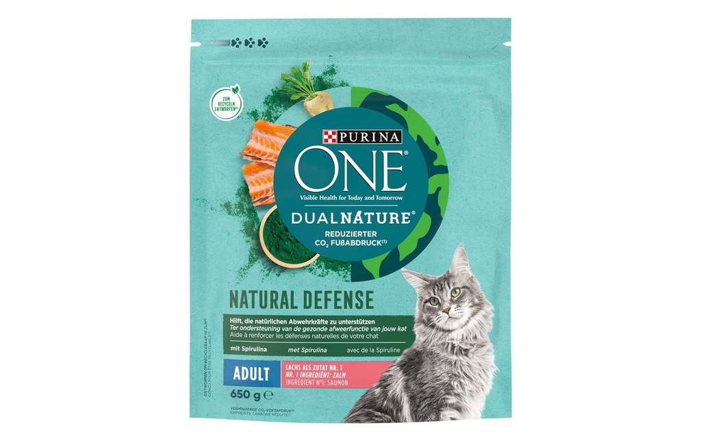 Purina ONE Alimentation sèche Dual Nature Adult saumon & spirulina, 650 g