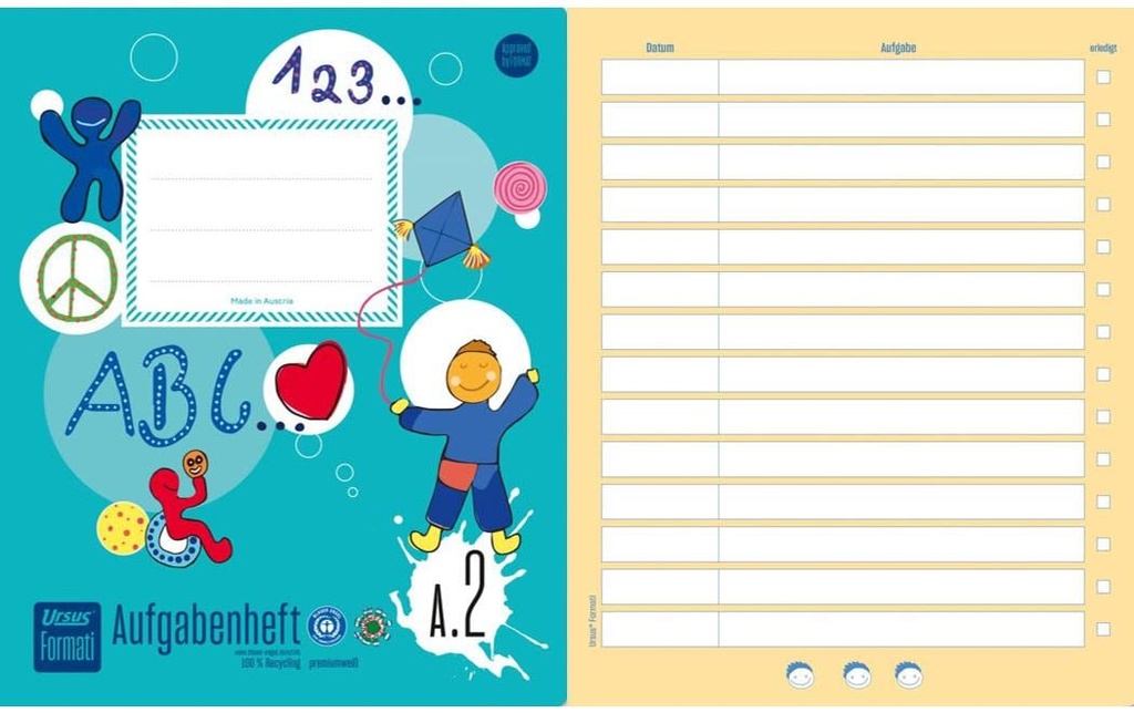 Formati Cahier de devoirs A.2 avec planning hebdomadaire, 20 feuilles