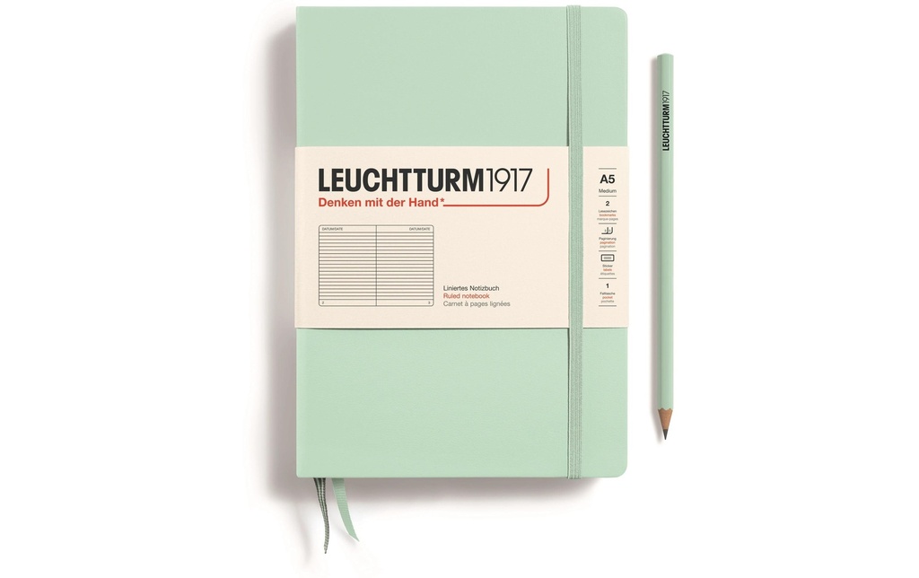 Leuchtturm Bloc-notes Medium A5, À lignes, Menthe