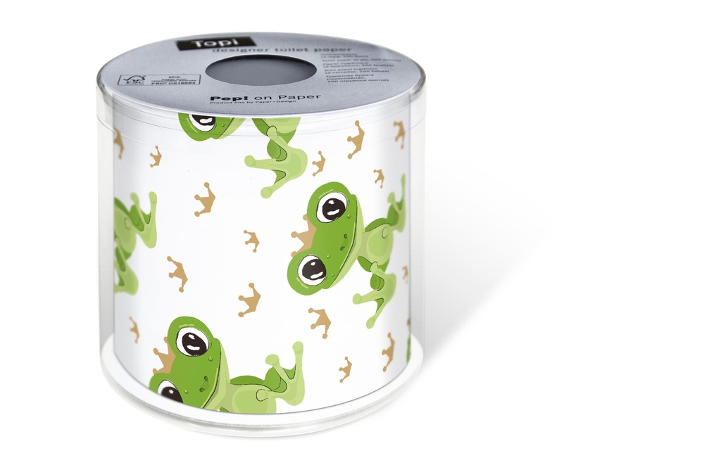 Paper + Design Papier toilette Frog Prince  rouleaux à 3 couches, Vert/ Blanc