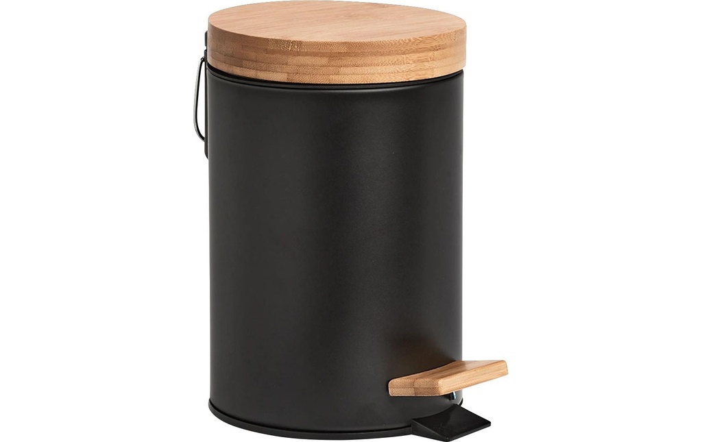 Zeller Present Poubelle à pédale Bamboo 3 litres, noir / marron