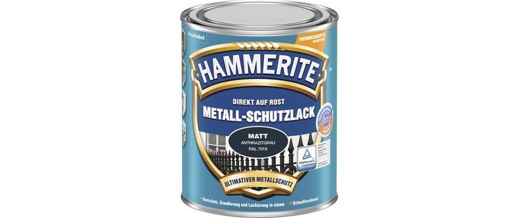Hammerite Vernis de protection pour métal mat Gris anthracite, 750 ml