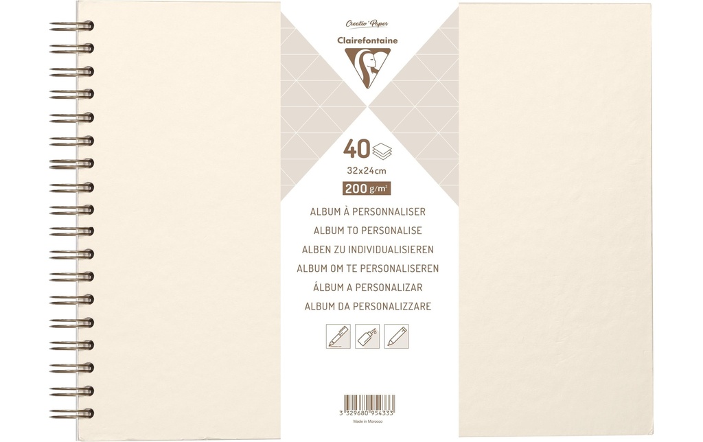 Clairefontaine Album photo DIY 32 x 24 cm, Vierge, Ivoire