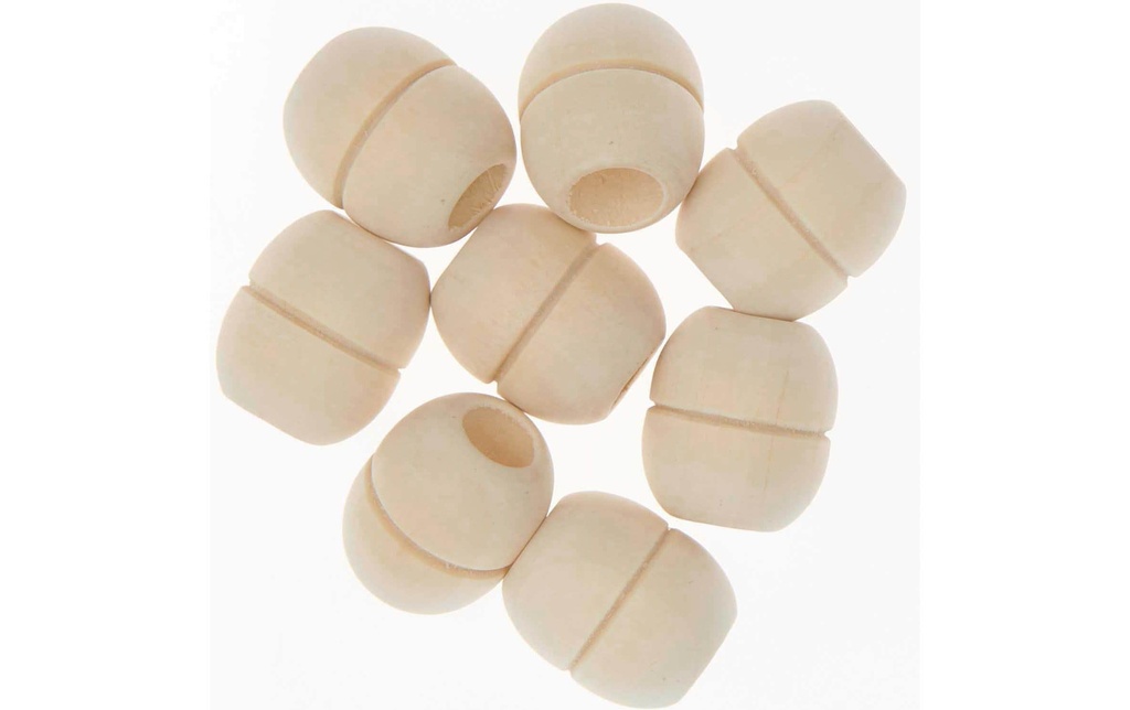 Rico Design Billes de bois Macramé Nature, 8 pièces