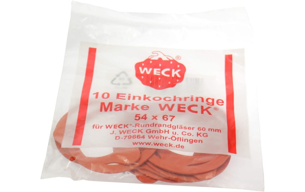 Weck Bague d’étanchéité en caoutchouc Ø 6 cm 10 Pièce/s, Rouge
