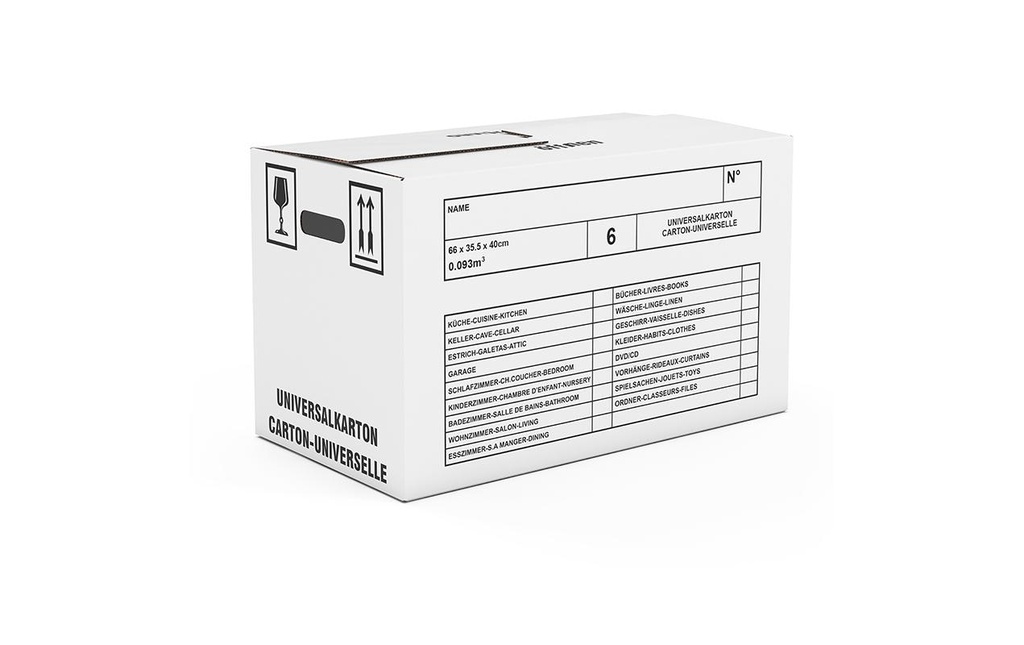 Antalis Carton de déménagement 66 x 36 x 40 cm 10 pièces, Blanc
