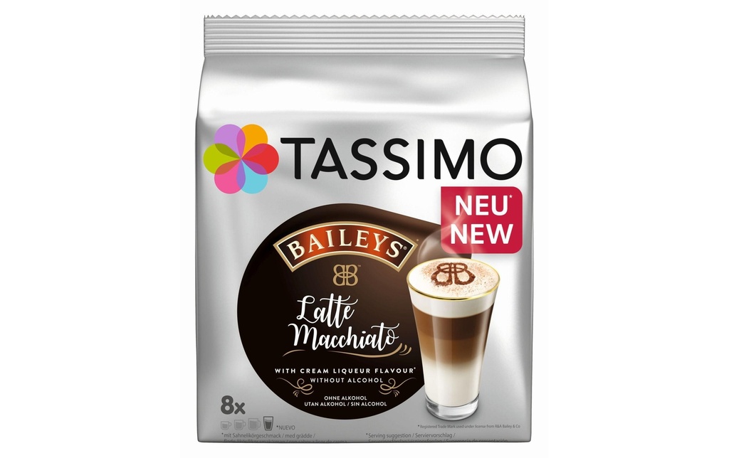 TASSIMO Capsules de café Jacobs Latte Macchiato Baileys 8 portions
