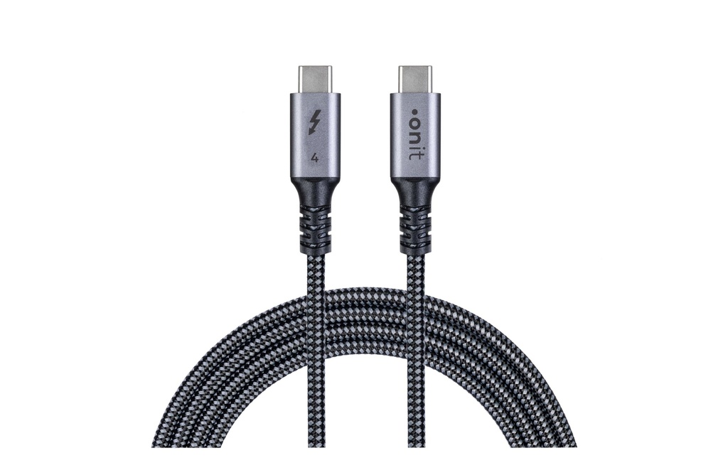 onit Câble Thunderbolt 4 240 W, USB-C - USB-C, 1 m, Noir/Gris
