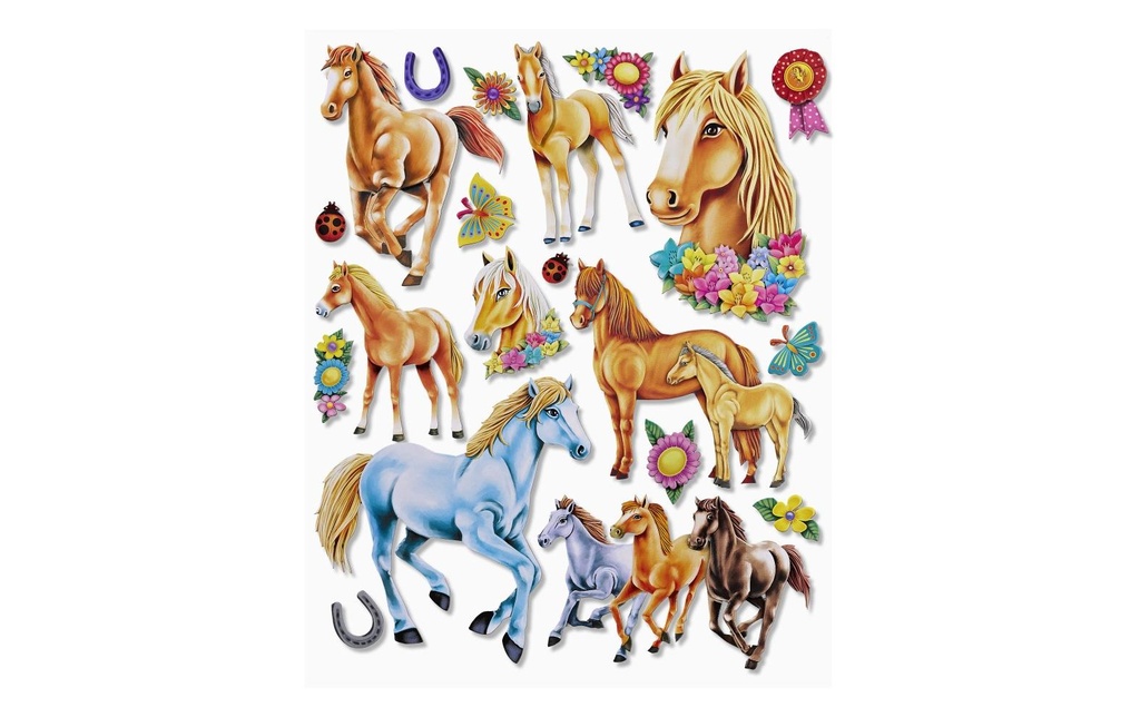 HobbyFun Autocollant 3D Chevaux 1 feuille