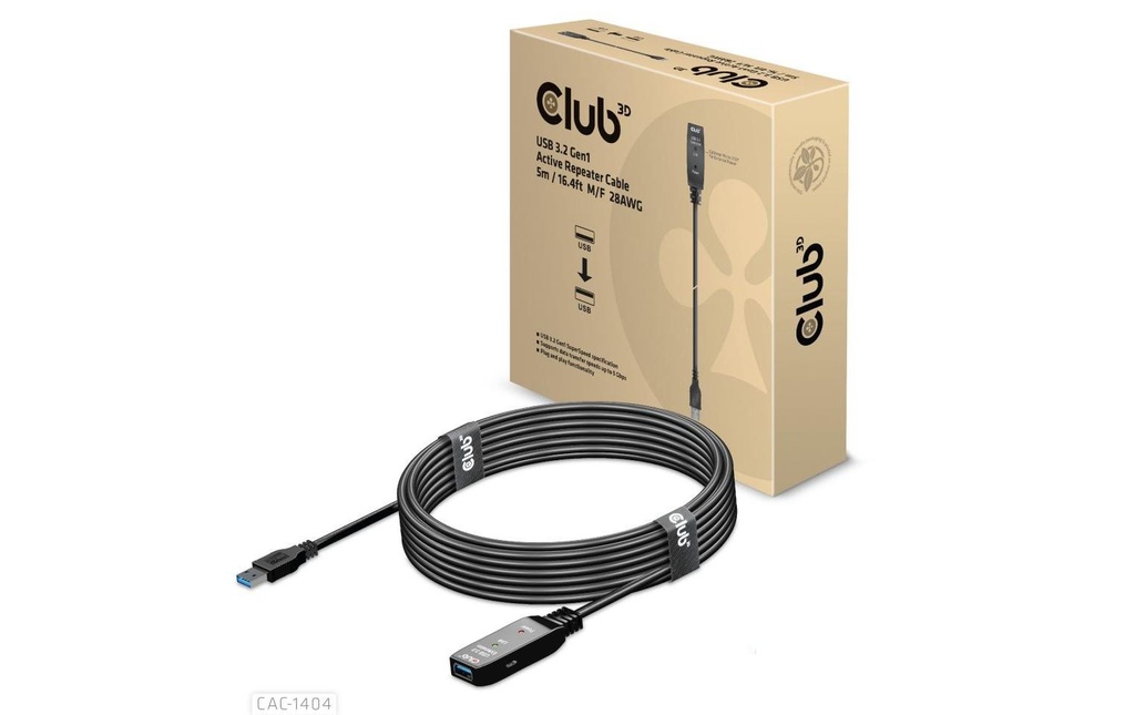 Club 3D Câble d'extension USB 3.2 Gen.1 USB-A - USB-A 5 m