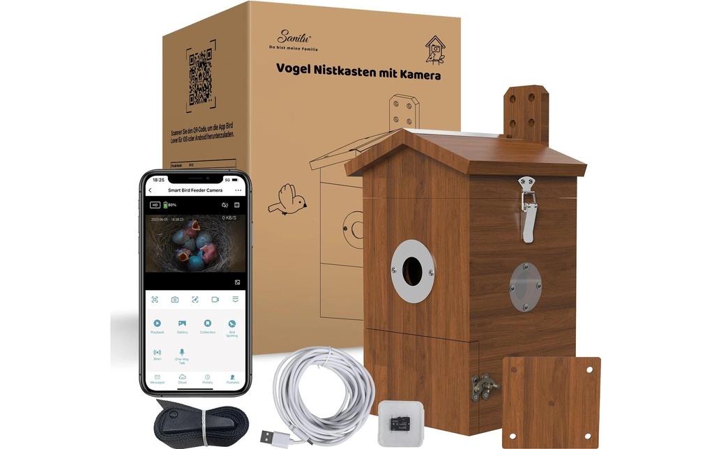 Sanilu Nichoir pour oiseaux avec caméra