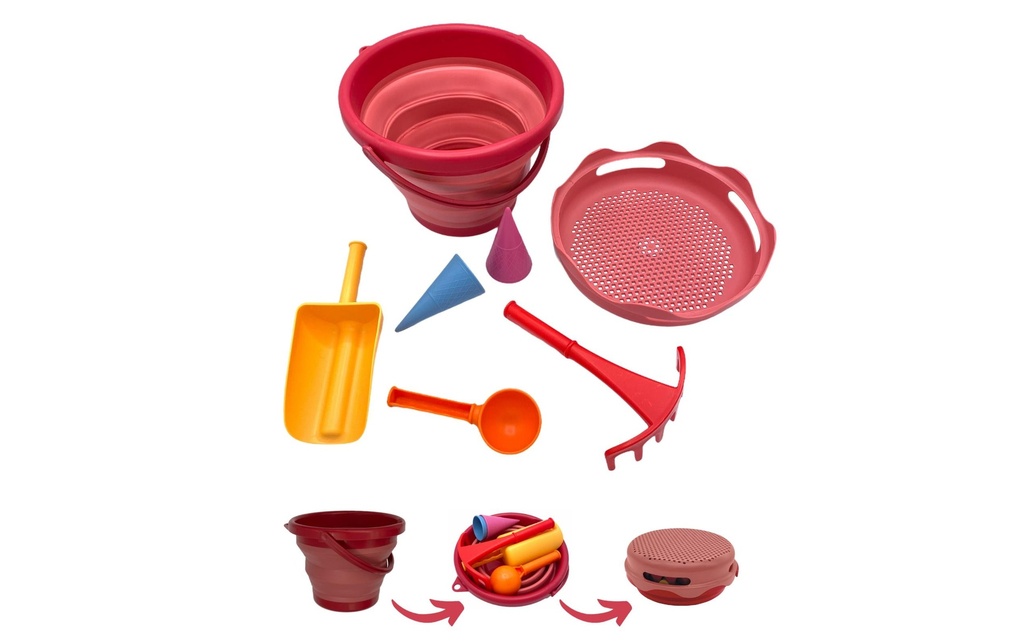 Schildkröt Funsports 7in1 Sand Toys Set de seaux pliables Rouge