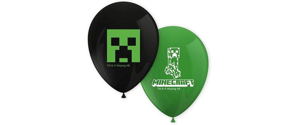 We fiesta Party Ballon de baudruche Minecraft Noir/Vert, 8 pièces
