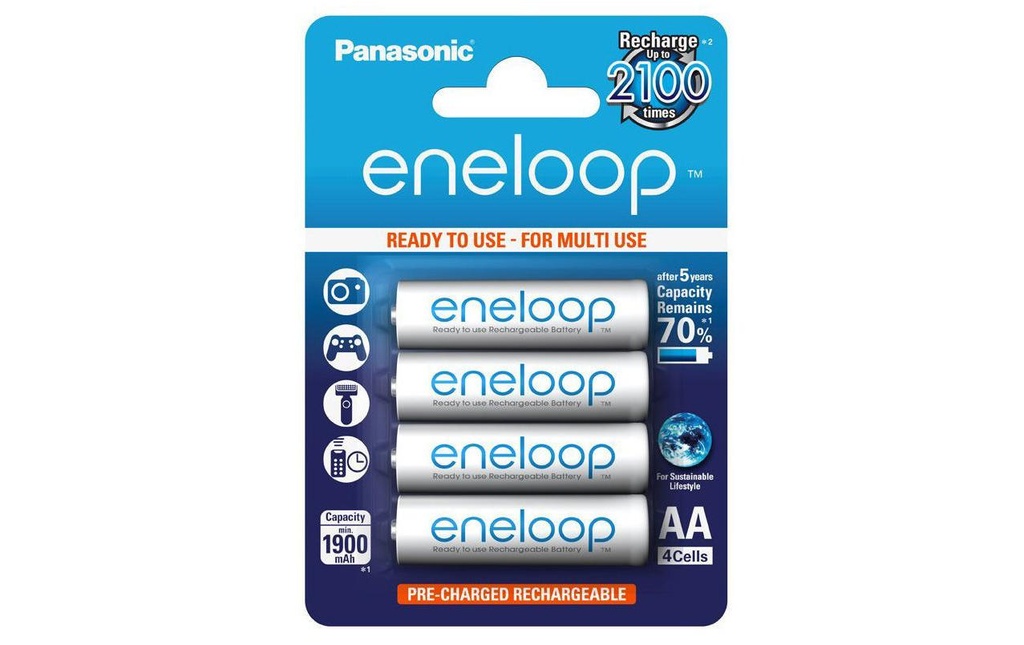 Panasonic Batterie Eneloop BK-3MCDE/4BE NiMH AA 2000 mAh, 4 Pièce/s