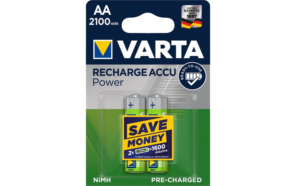 Varta Batterie Power NiMH AA 2100 mAh, 2 Pièce/s