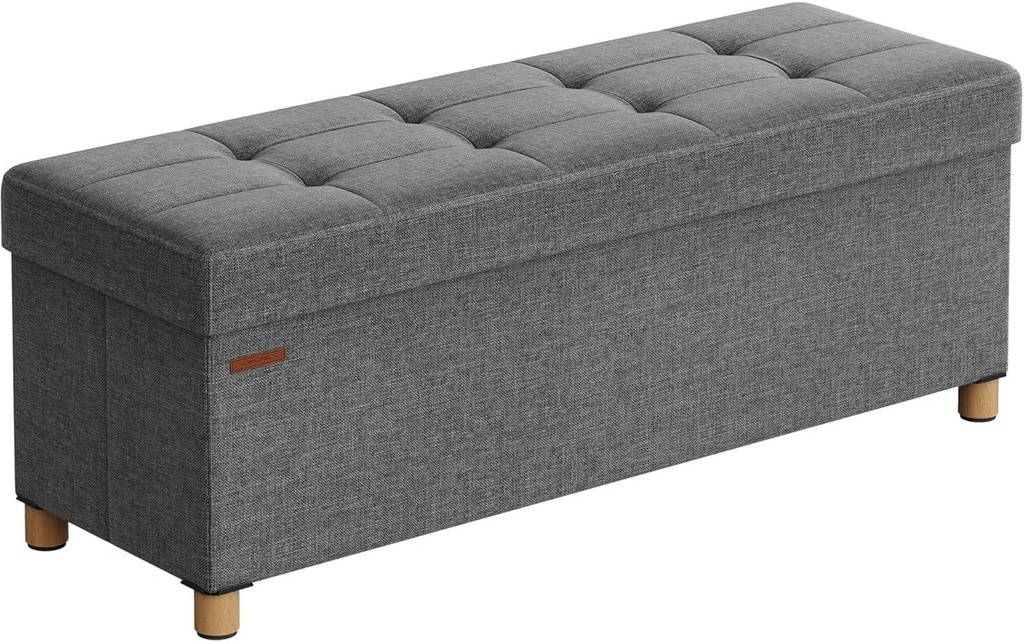 Songmics Coffre-siège Ottomane 110 x 40 cm, Gris