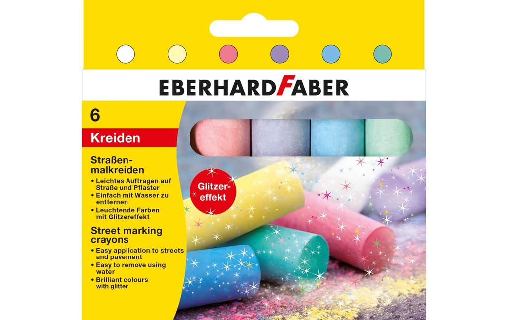 Eberhard Faber Craie de rue Paillettes, 6 pièces