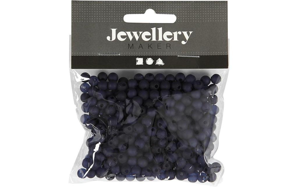 Creativ Company Perles en plastique 6 mm, bleu foncé, 150 pièces