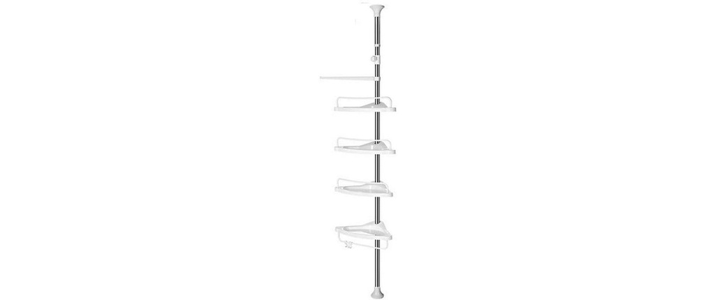 Songmics Etagère de douche Blanc,  tube d'acier peint par poudrage + PP