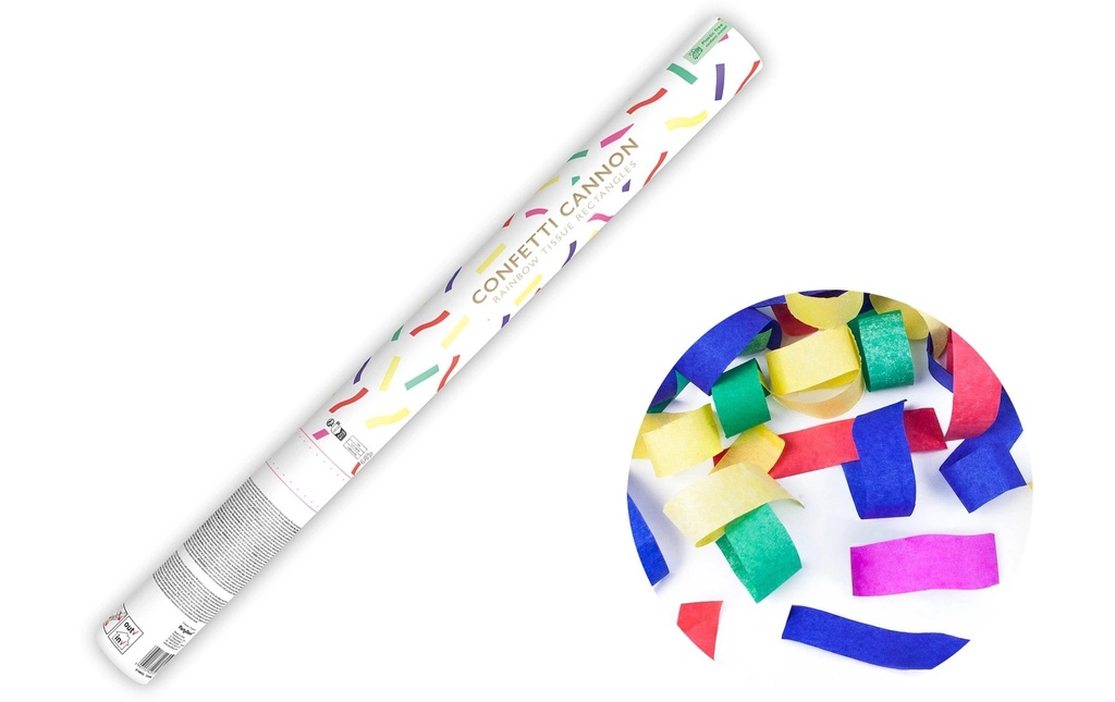 Partydeco Canon à confettis rayures en couleur, 60 cm
