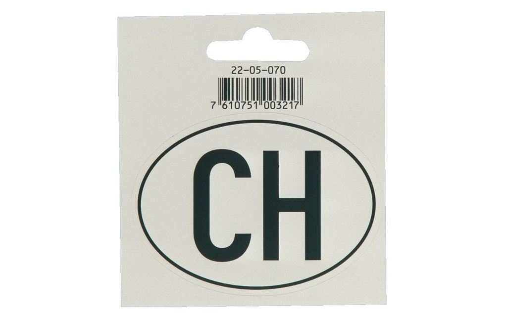 TopLine Signe de nationalité «CH» pour motos, 75 × 55 mm