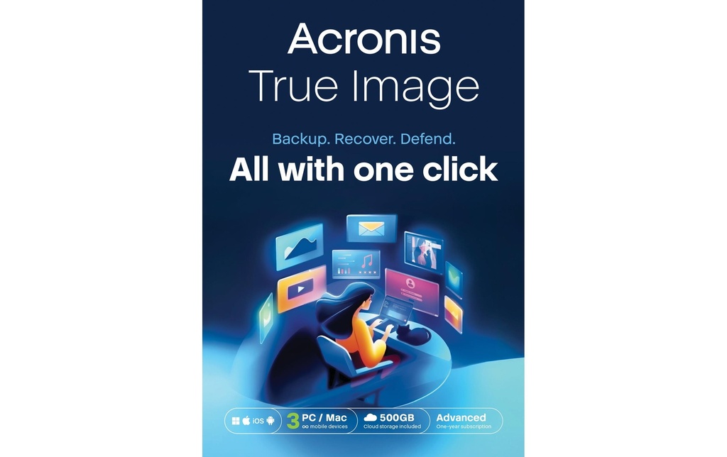 Acronis True Image Advanced ESD, Subscr. 3 PC, 1 an, 500GB