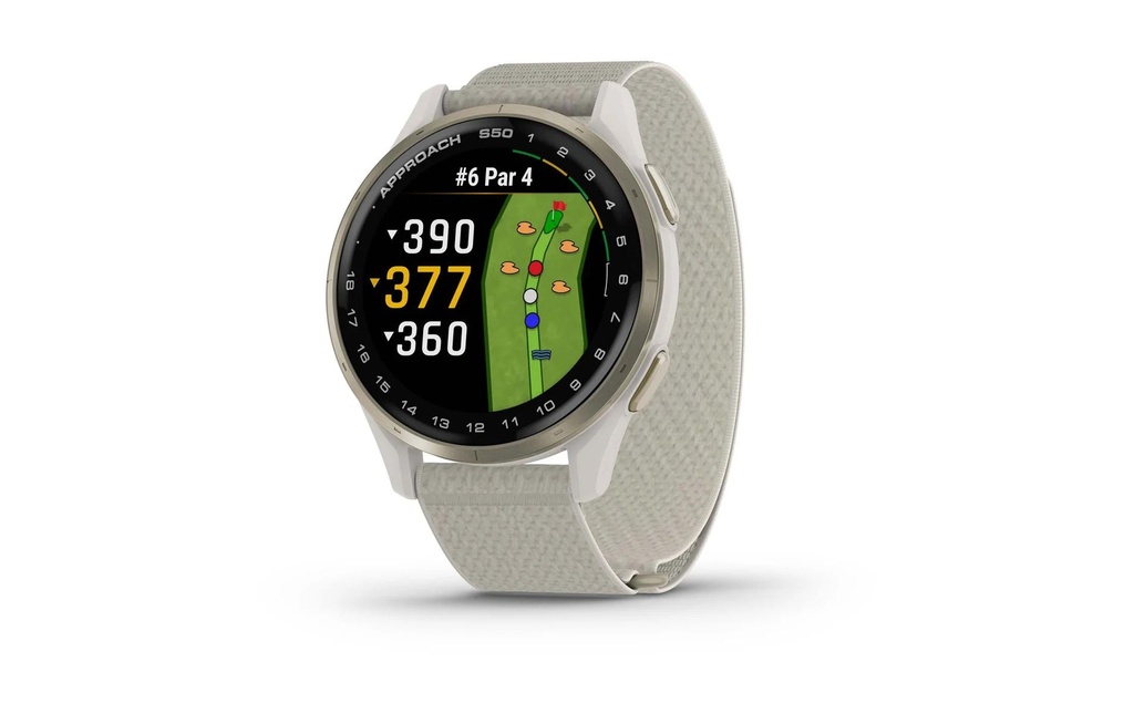 GARMIN Montre de sport GPS Approach S50 ivoire/or crème, ruban 20mm
