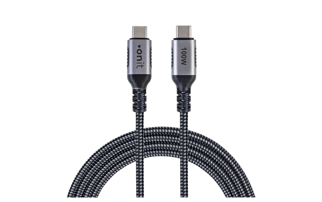onit Câble USB 3.1 100 W, USB-C - USB-C, 0.5 m, Noir/Gris