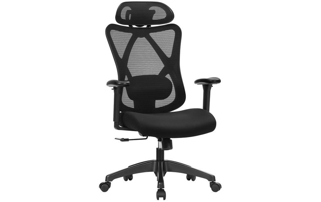 Songmics Chaise de bureau avec appuie-tête et accoudoirs, noir