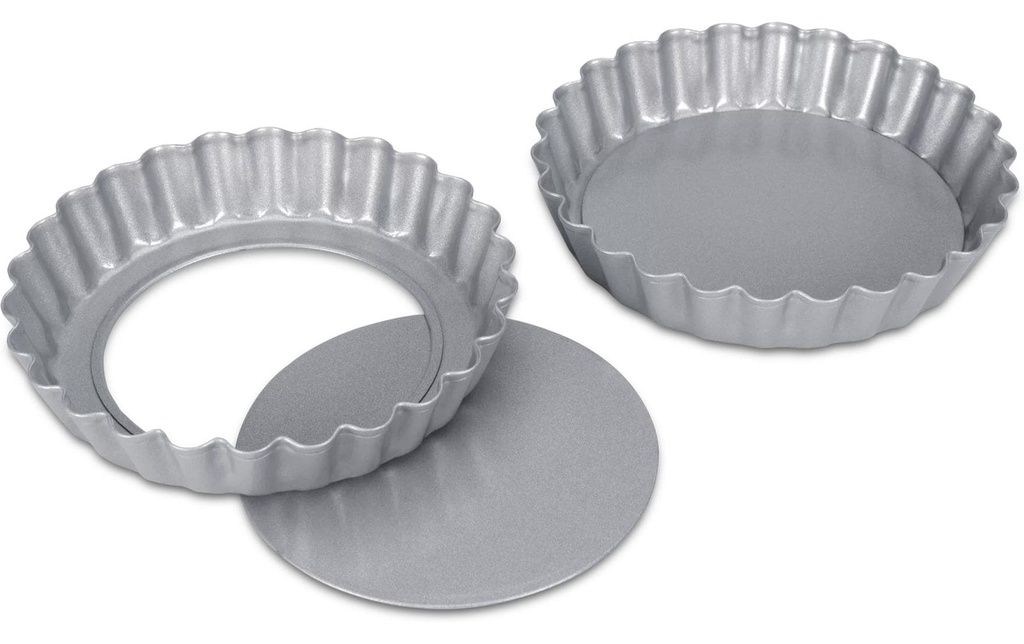 Städter Moule à tarte avec fond élévateur Argent, 10 x 1.8 cm, 2 pièces