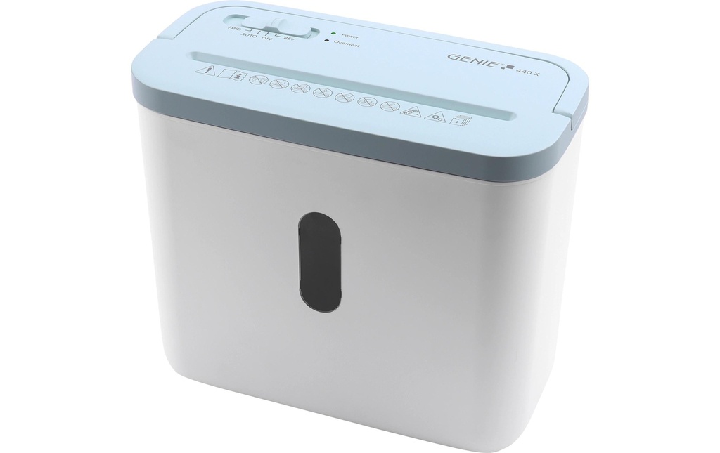 Genie Déchiqueteuse de documents 440X Blanc/Bleu P4, 4 feuilles