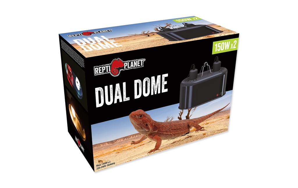 Repti Planet Lampe à réflecteur Dôme double 14 cm 2 x 150 W