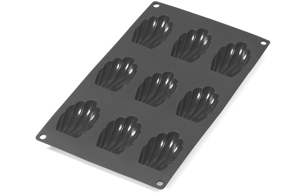 Lékué Boîte à madeleine Silicone, Noir, 9 alvéoles