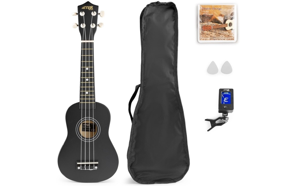 MAX Ukulélé UKEY Set Soprano Noir 21 pouces