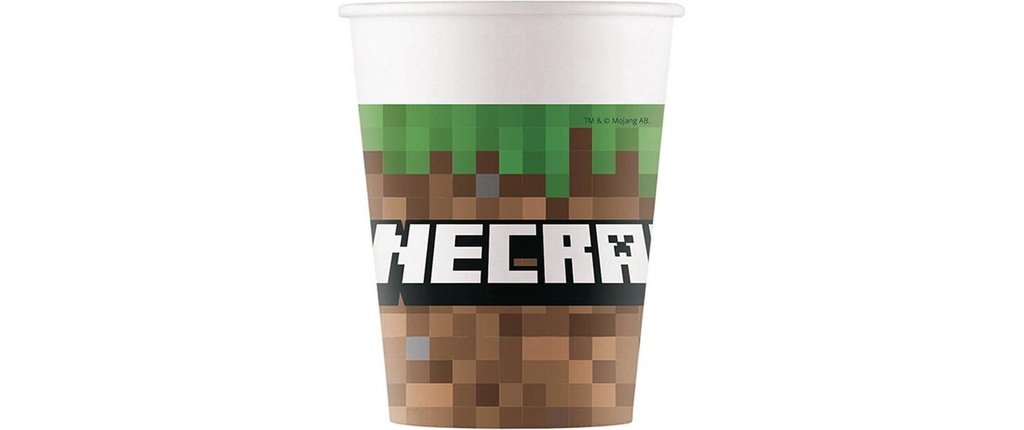 We fiesta Party Gobelets jetables Minecraft 200 ml, 8 Pièce/s, Brun