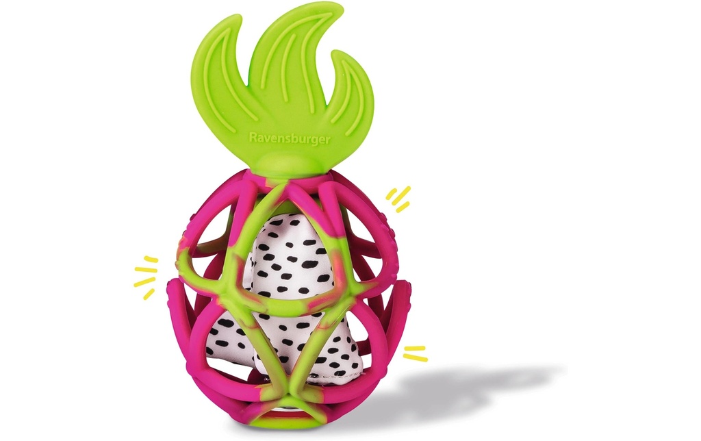play+ Balle à saisir sensorielle: fruit du dragon en silicone