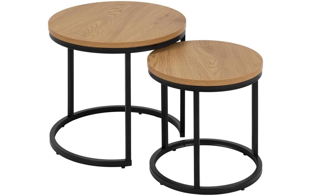 AC Design Table basse Spiro Ø 45/ 35 cm, 2 pièces, Noir/Nature