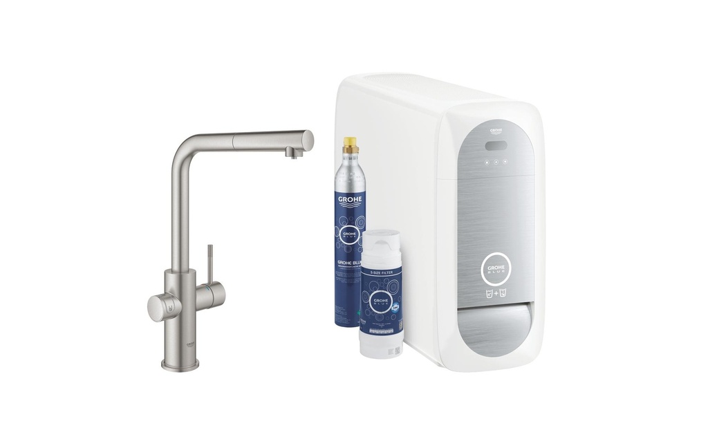 GROHE Robinetterie de cuisine Blue Home Bec en L Starter Kit