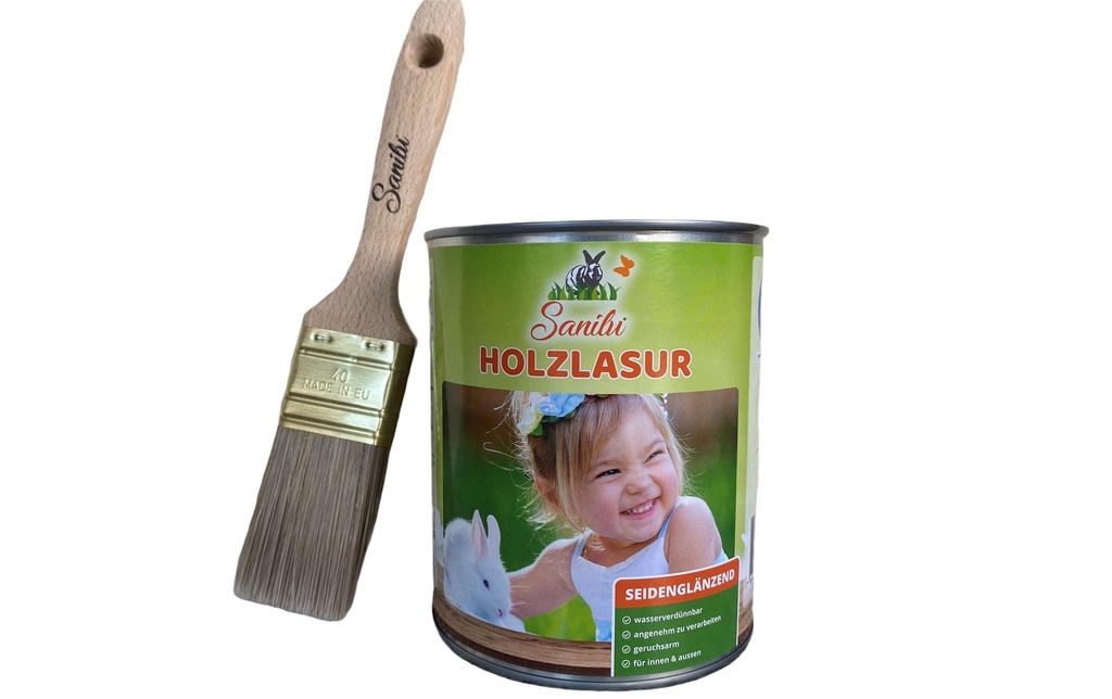 Sanilu Lasure pour bois avec pinceau, 0.75 l