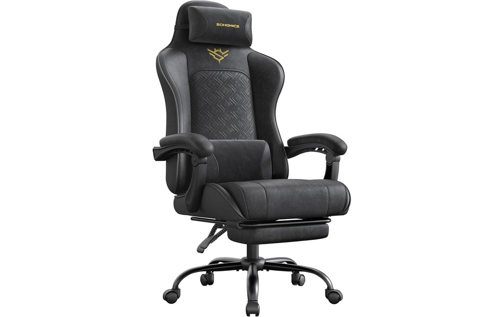 Songmics Chaise de bureau avec accoudoirs Noir 133 cm