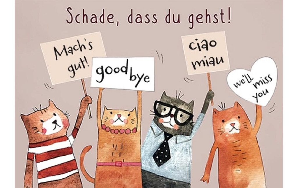 Cart Carte d’adieu Chats avec poche à billets 12 x 17 cm