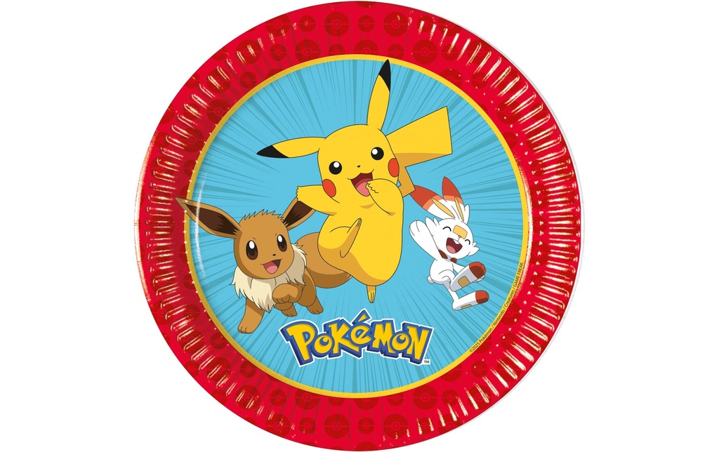 We fiesta Party Assiettes jetables Pokémon 20 cm, 8 Pièce/s