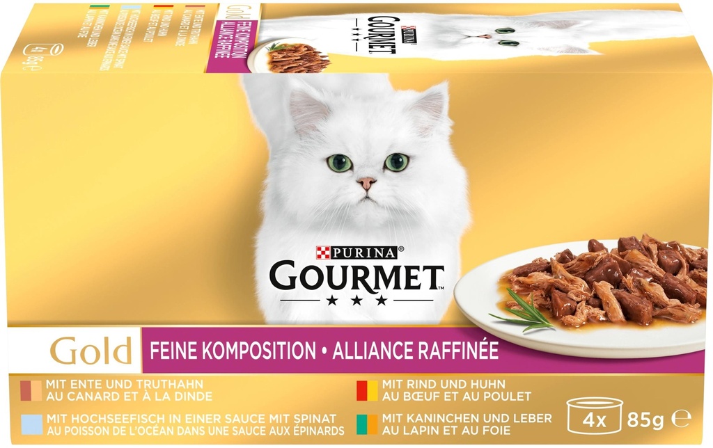 Purina Gourmet Alimentation humide Gourmet Gold Composition fine, 4 x 85 g