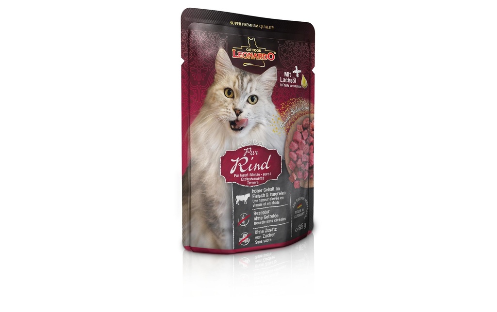 Leonardo Cat Food Alimentation humide Bœuf pur, 85 g
