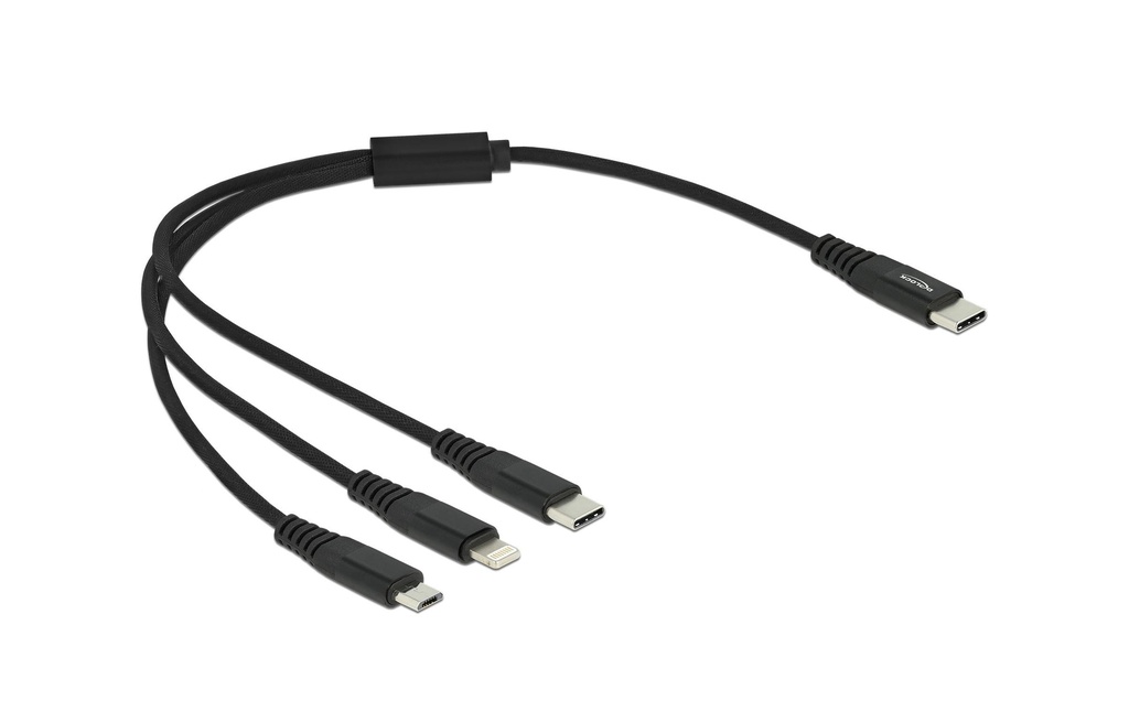 Delock Câble chargeur USB USB-C - Lightning/USB-C/Micro-USB B 0.3 m