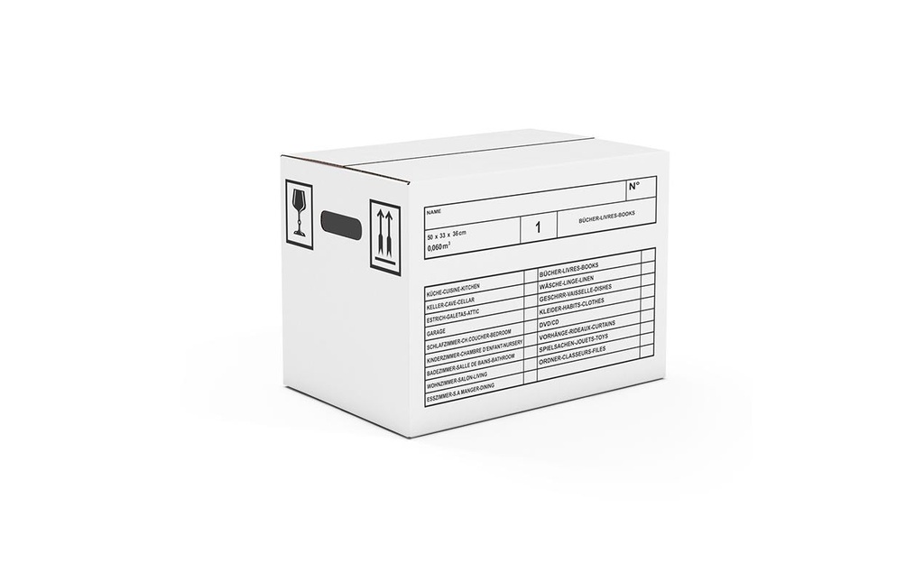 Antalis Carton de déménagement 50 x 33 x 36 cm 10 pièces, Blanc